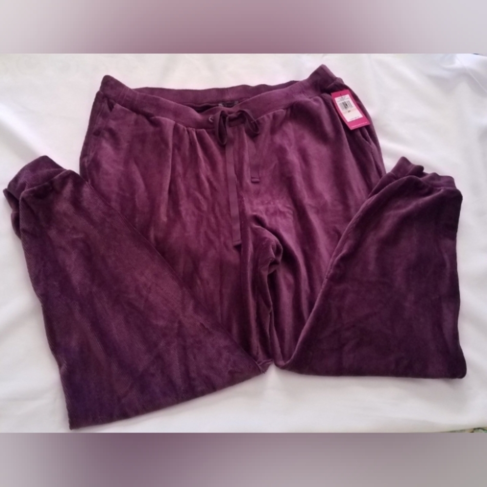 Vince Camuto Purple Corduroy Cotton Blend Drawstring Waist Joggers NwT 2X - Picture 10 of 12
